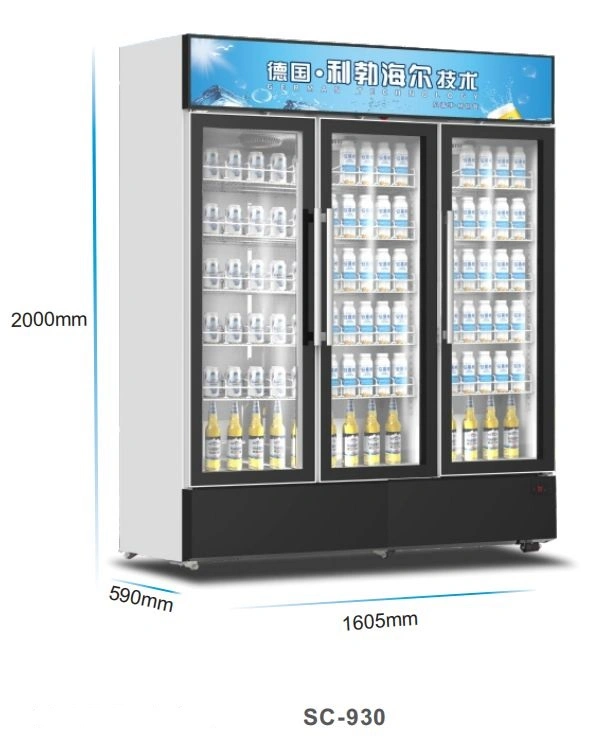 530L to 930L Coca-Cola Upright Display Chiller Upright Cooler Beer Beverage Fruit and Vegetable Showcase Manufacturer