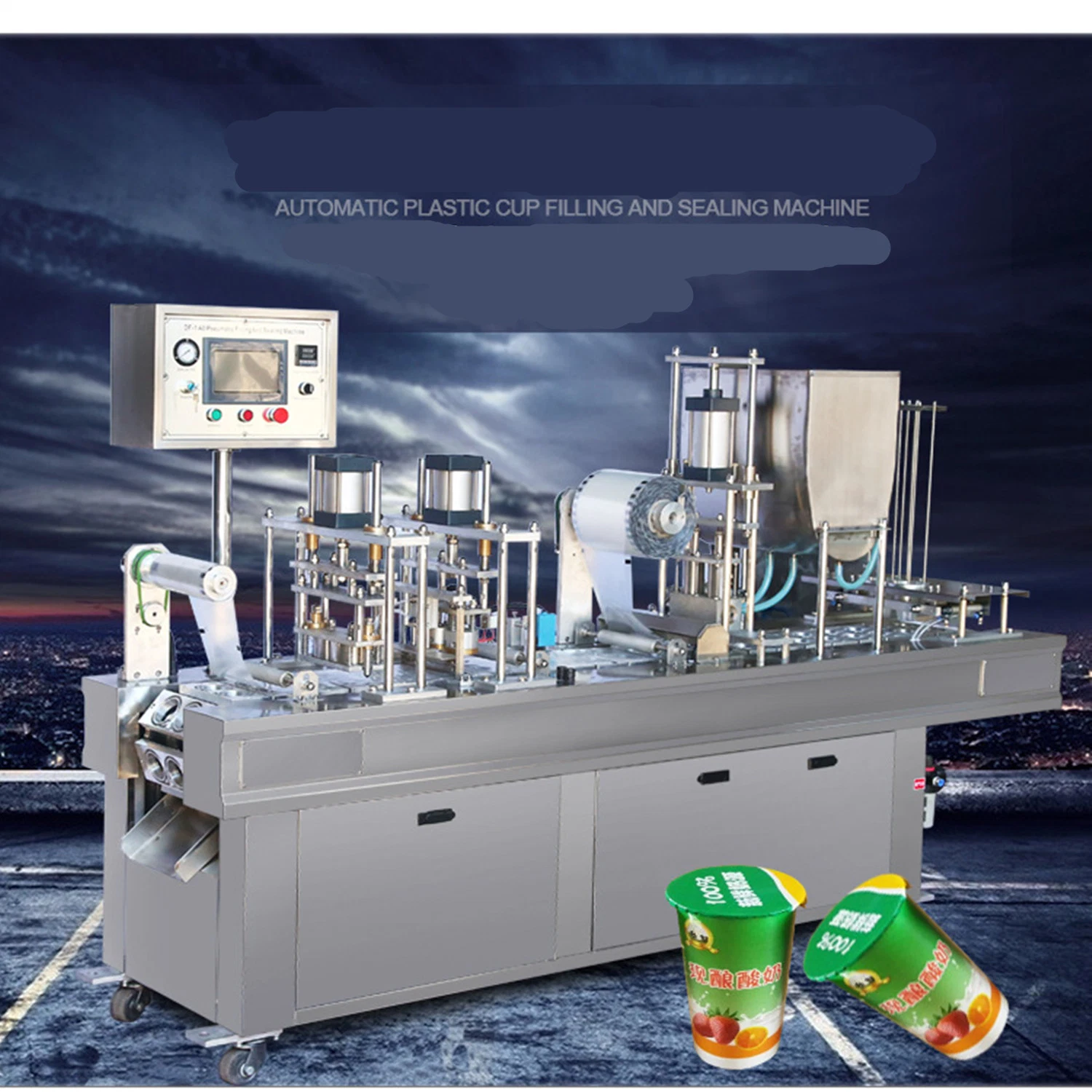 PLC Automatische Becher Wasser Flüssigabfüllung Verschließmaschinen mit UV-Sterilisation und Auto Date Printing für Jellies, Reispudding und andere Puddings