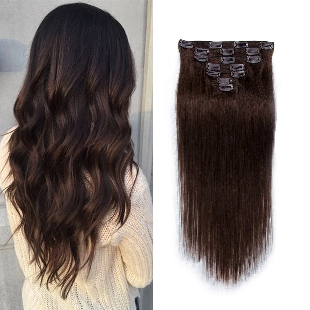 Human Hair Extensions 8pieces 20clips for Full Head Set Clip in Human Hair (AV-CH100-18-2)