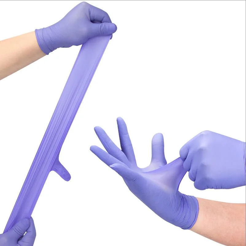 7 Mils 8 Mils Disposable Nitrile Transparent Powder-Free Gloves Industrial Plastic Gloves