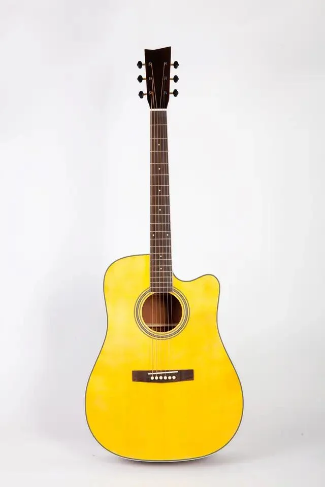 OEM de fábrica de abeto macizo 41" Dreadnought Chaqué Negro Guitarra Acústica (LZSAG-520)