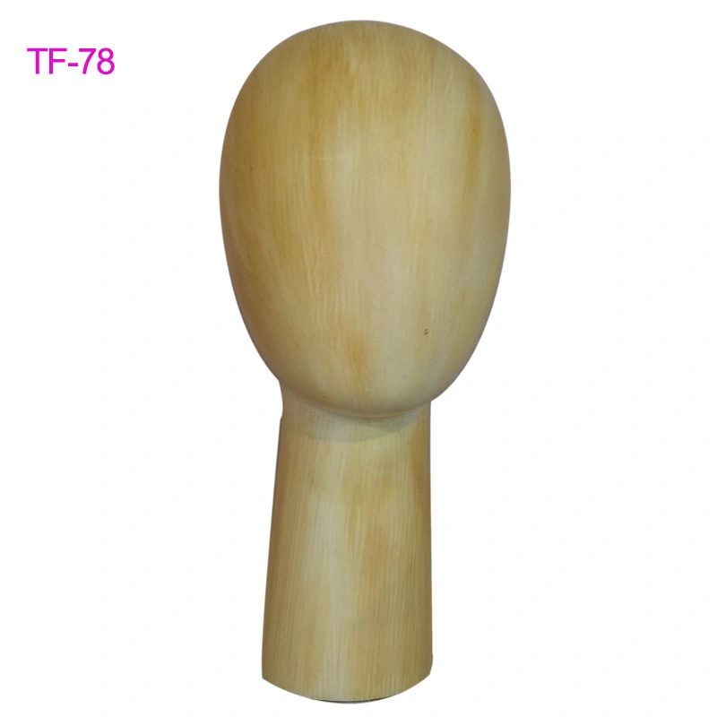 Wooden Looking Faceless Fiberglass Head Mannequin for Display