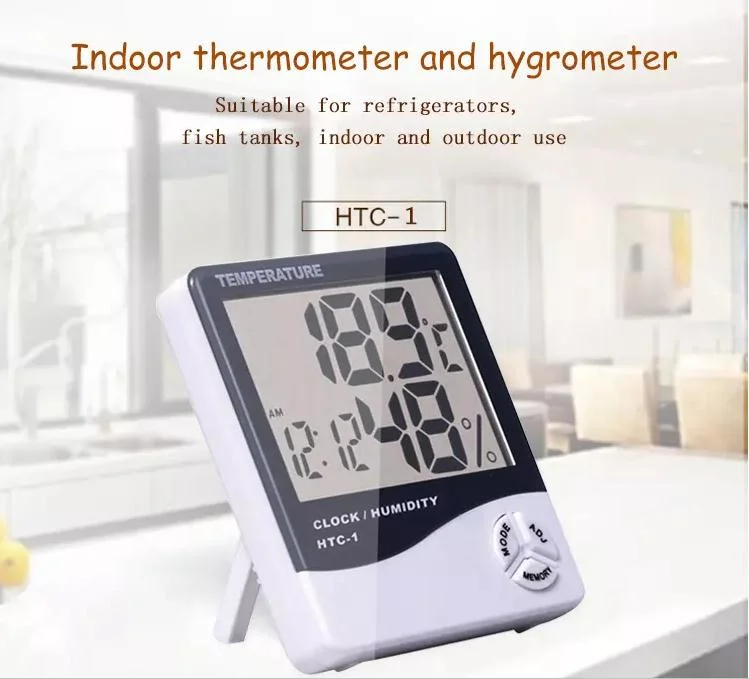 Thermomètre hygromètre numérique à écran LCD de grande taille pour température et humidité intérieures, station météo avec réveil