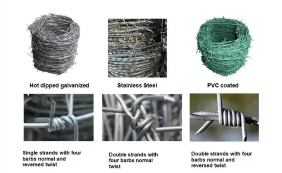 12.5 Gauge 18 Gauge Hot Dipped Galvanized PVC Coated Iron Barbed Wire Razor Barb Wire