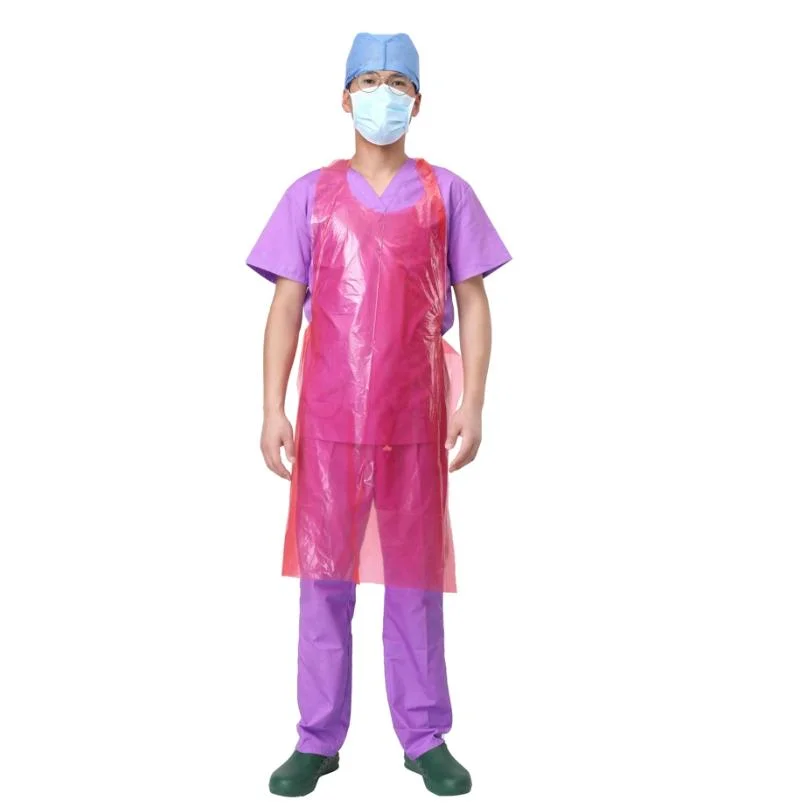 Hospital Disposable Plastic Waterproof CPE Gown/Apron for Vistor/Doctor/Nurse/Patient Gown OEM