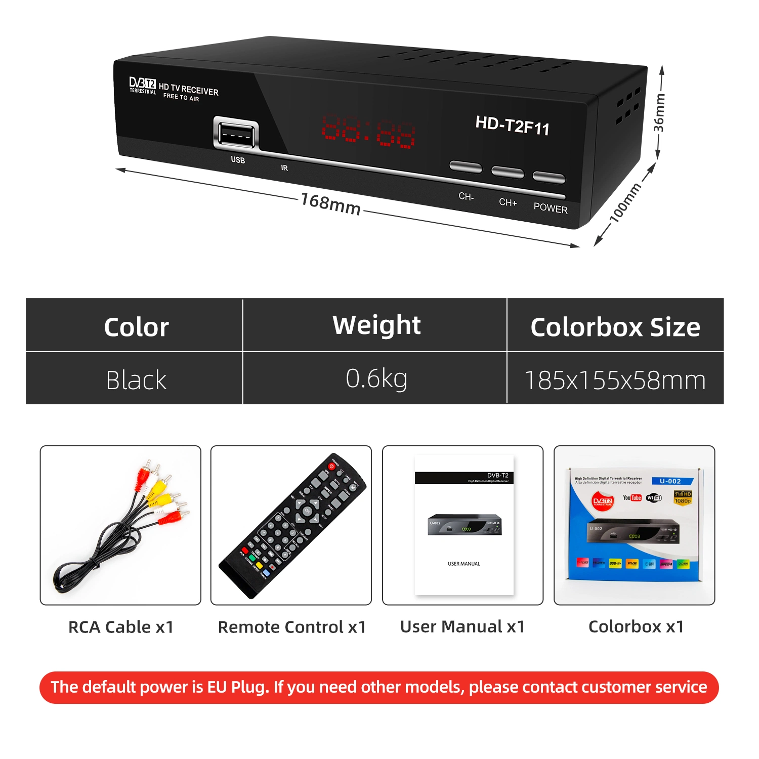 2022 Factory Direct Supply STB DVB-T2 Decoder Tuner 8bit 10 Bit H. 264 DVB T2