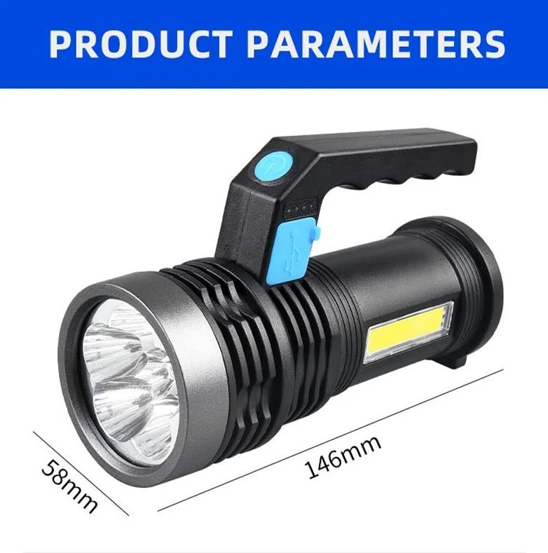 Customized Side Light Rechargeable Battery Lanterna 3W Power Dynamo Torch with 3 Lights Outdoor Lighting LED Flashlight