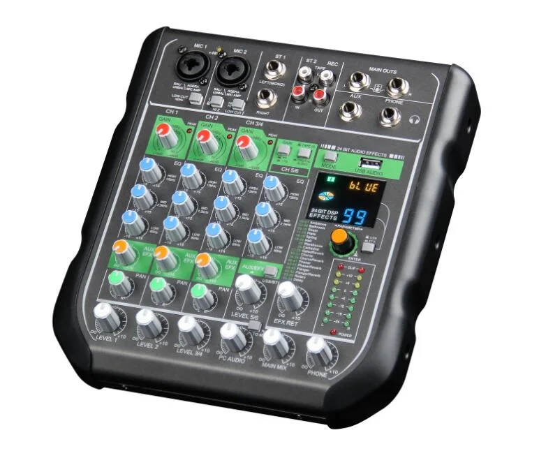 Uax8,2 Telefon Live Stream Soundkarte Home Musikproduktion 6 Kanäle Mini Audio Mixer