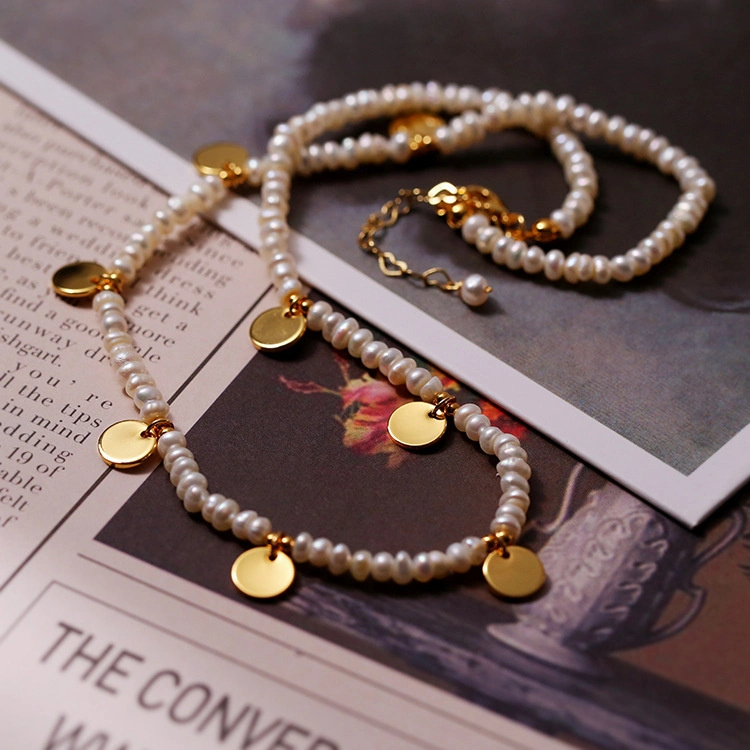 Fashion Trendy Copper Gold Plating Ladies Fresh Water Natural Beaded Chain Choker Freshwater Pearl Necklace Jewelry