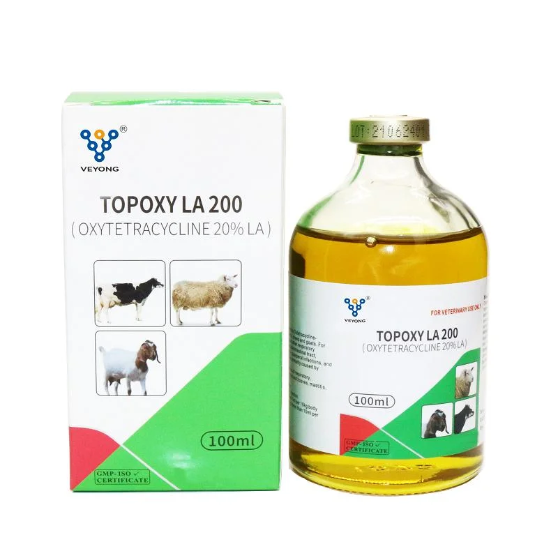 Amarelo claro oxitetraciclina líquida Hydrochlorde injeção 20% para bovinos Medicina Veterinária da cabra