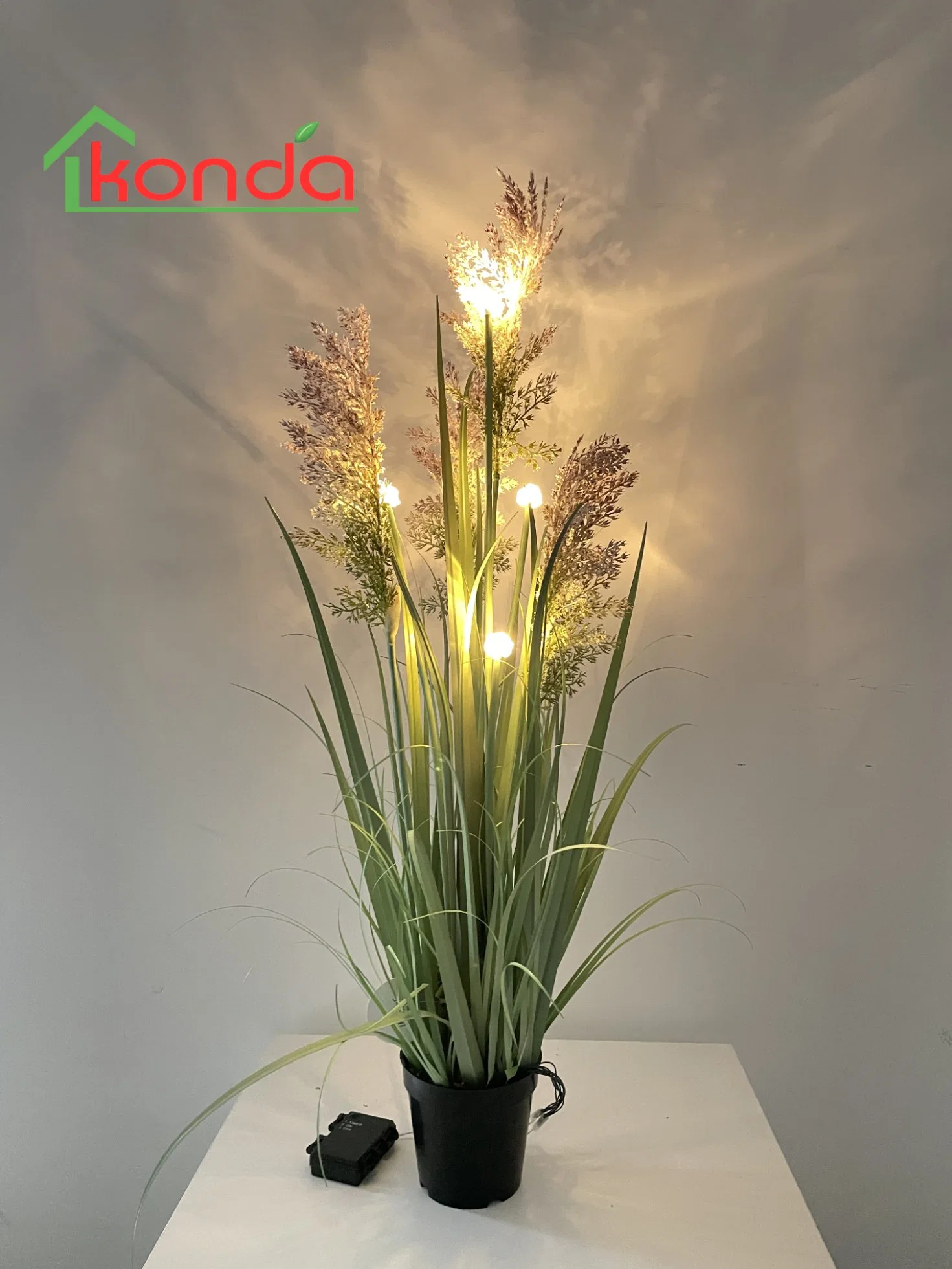 Ornamentação Home Decorativo plantas de erva artificial com luz LED