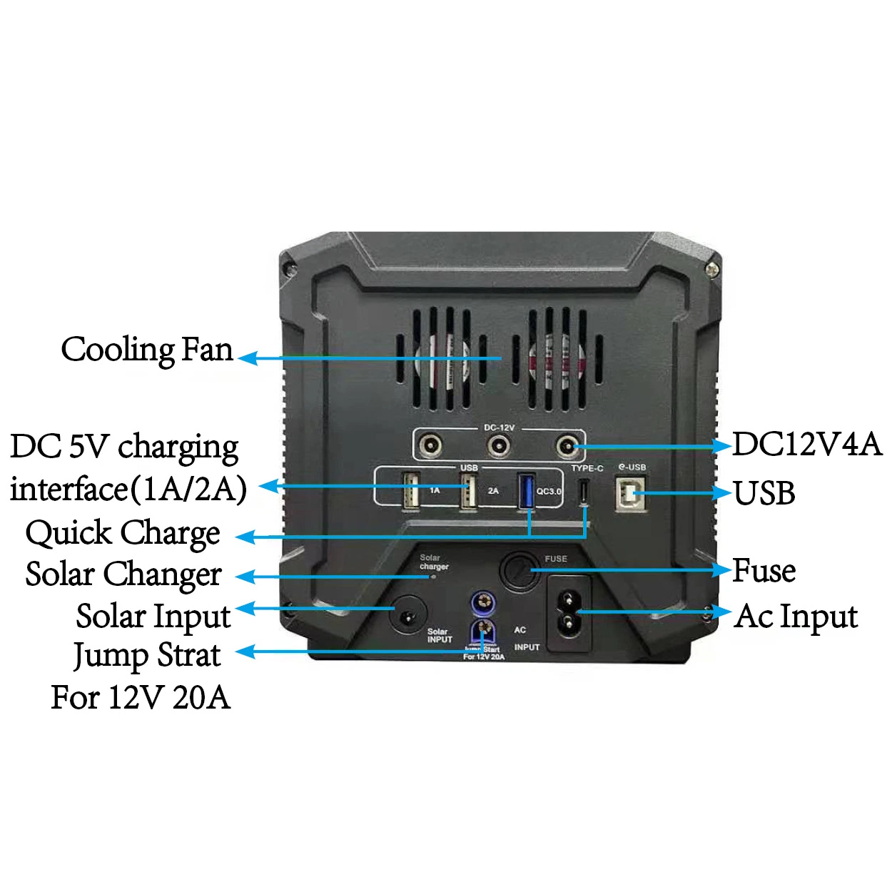 Stockage d'énergie de la batterie CC 600W onduleur Station d'alimentation Portable Éclairage domestique