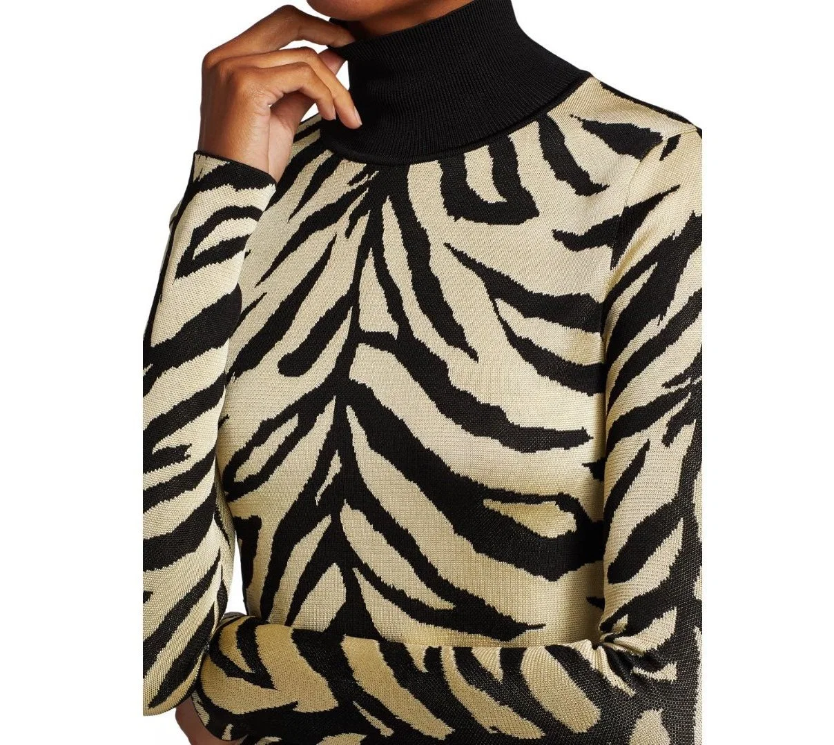 100% Cashmere Sweater tejido Intarsia Tigre Turtleneck