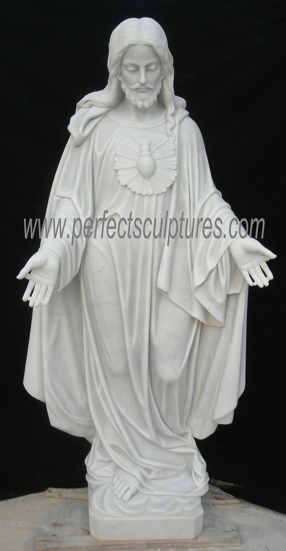 High Polished Life Size Religious Sculpture White Marble Virgin Mary Statue for Church (SY-X1020)