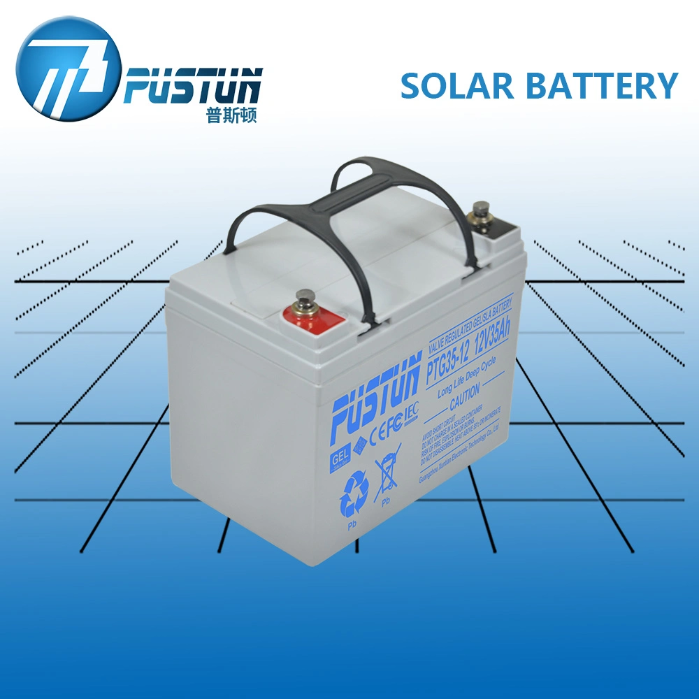Pustun SLA Deep-Cycle Gel Battery Used for Solar Power System Long Life 12V35ah
