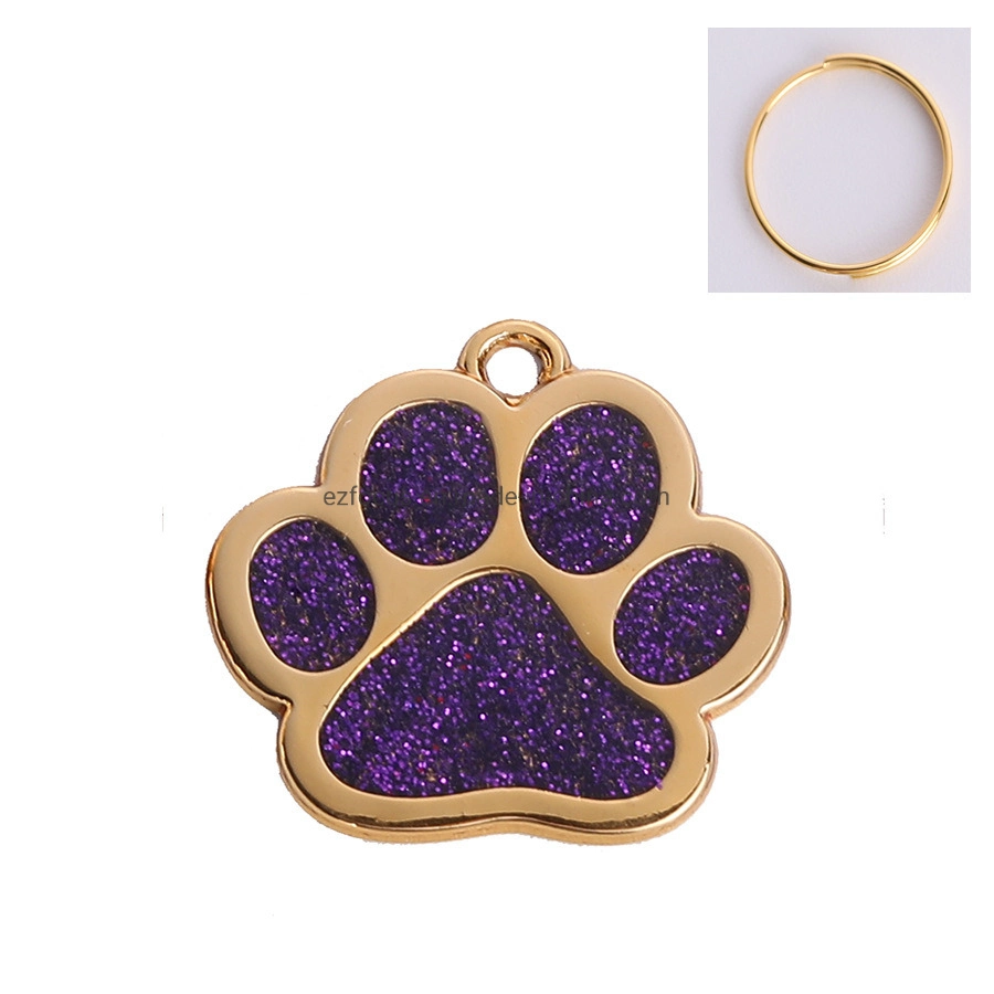 Sparkling Charm Pet Paw Shape Pendant Cat Tag Dog Bling ID Tag Pet Accessories Wbb16520