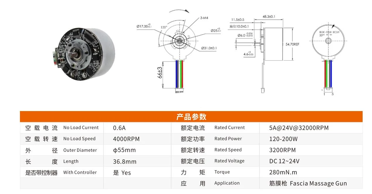 High Torque Brushless Outer Rotor BLDC Motor for Massage Gun