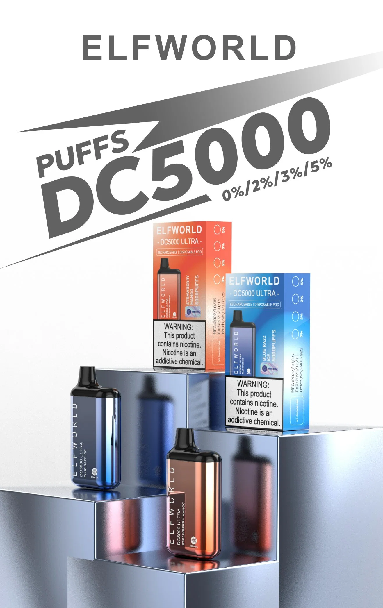 Barra de plumas VAPE desechable Elfworld DC5000 BC5000 5500 6000 Puffs Lost Elf Marry EB 5000puffs Starter Kits Hot Sell Factory Precio de Distribuidor barato USA en todo el mundo