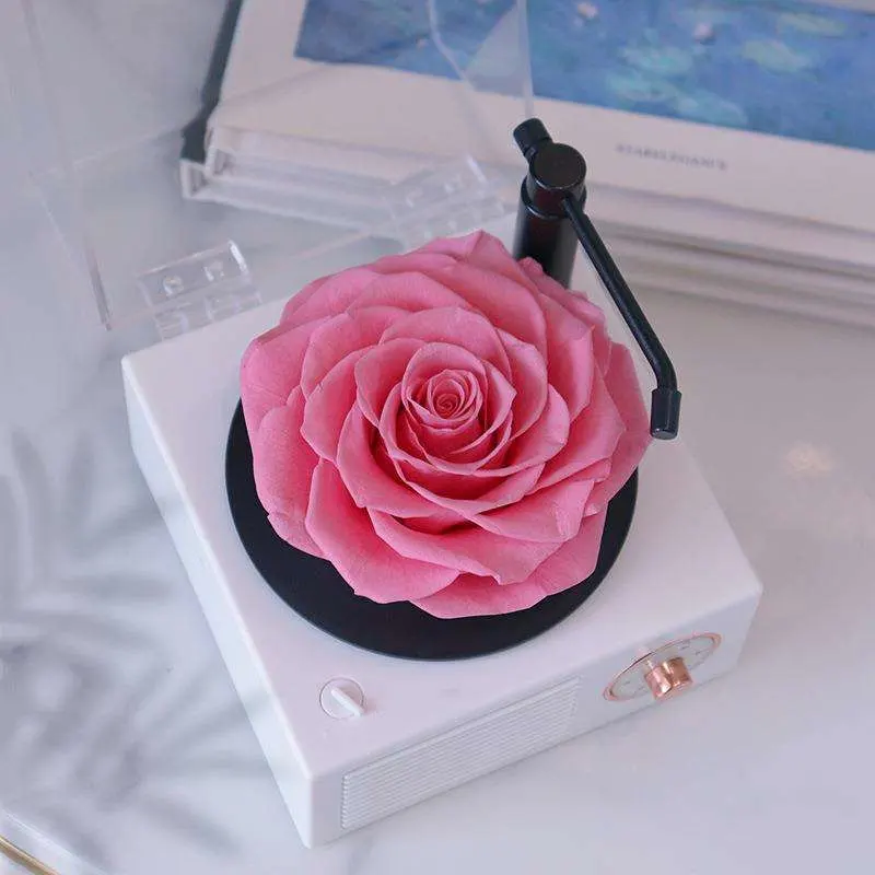 Artificial Flower Factory Wholesale/Supplier Austin Rose Flower Music Box Gift Fake Flowers Preserved Real Eternal Rose Rotating Gift Box