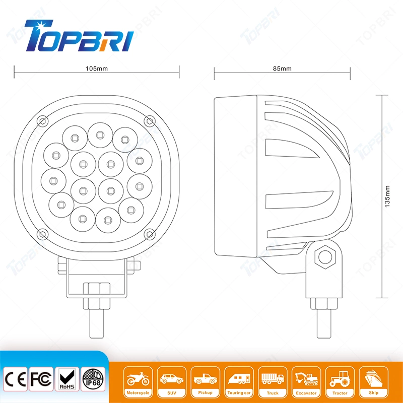 45W Square camion tracteur phare de travail de travail à LED Lampes automatique