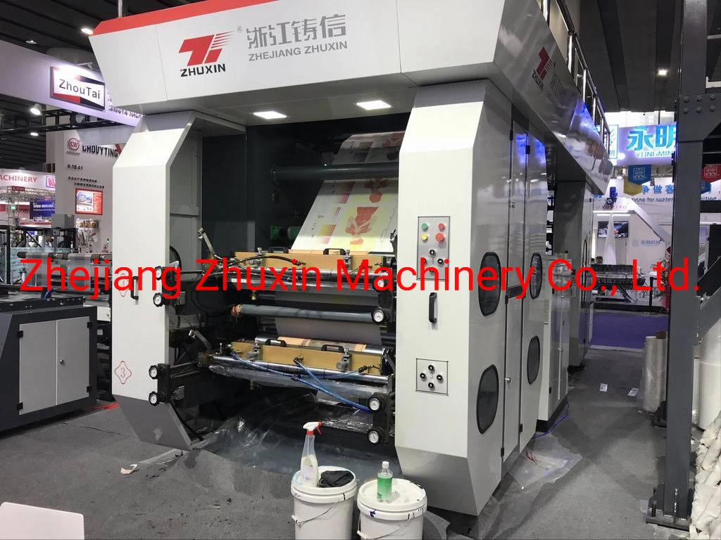 جهاز طابعة Zhuxin High Speed Flexo CI بأربعة ألوان (الأسطوانة المركزية) للطراز Zxry-4600 غير المحبوك/الورق/PE/BOPP/Non-bمنسوجة