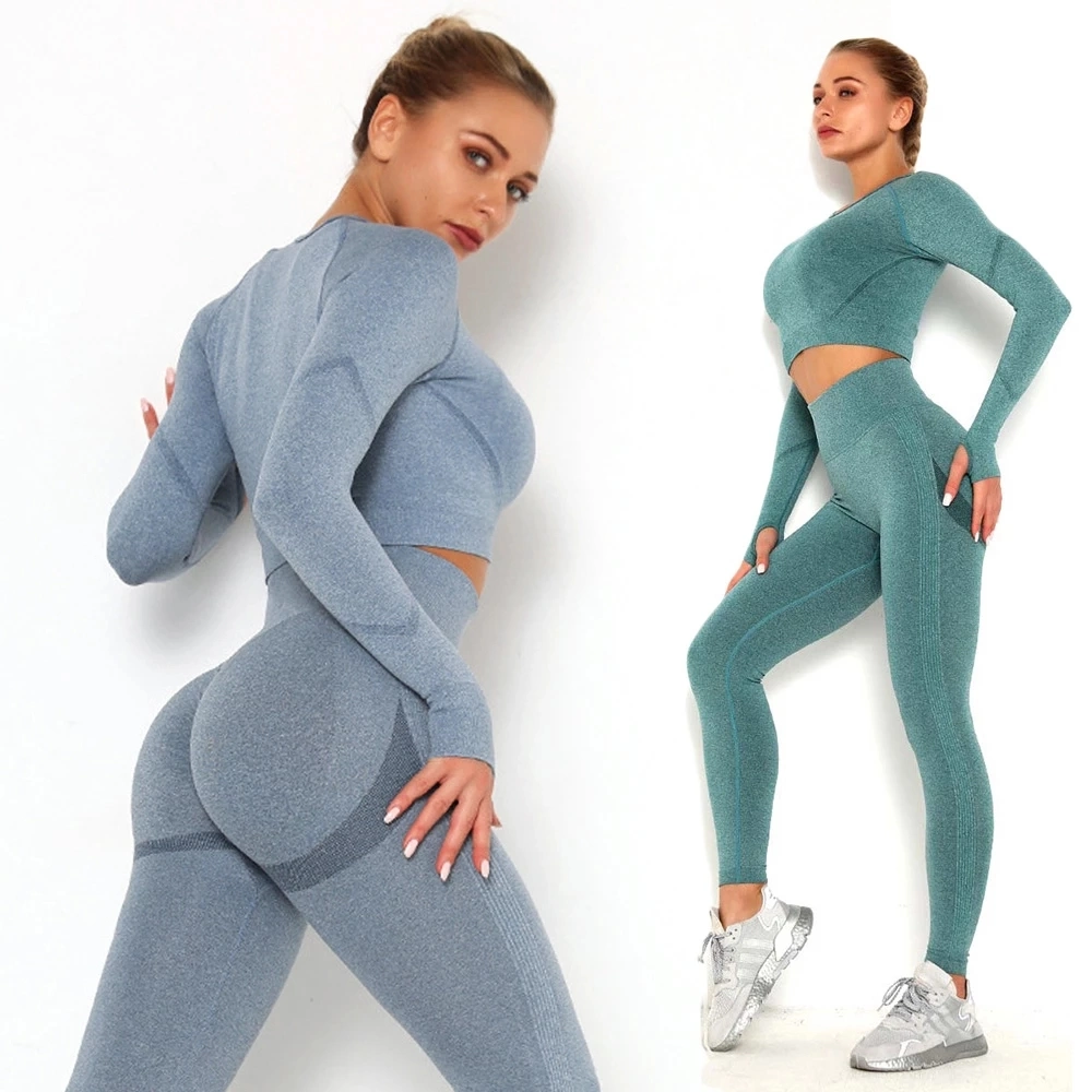 Yoga Clothing Sports Suit Women Sportswear Outfit Fitness Wear Long Sleeves Gym Seamless Workout Clothes