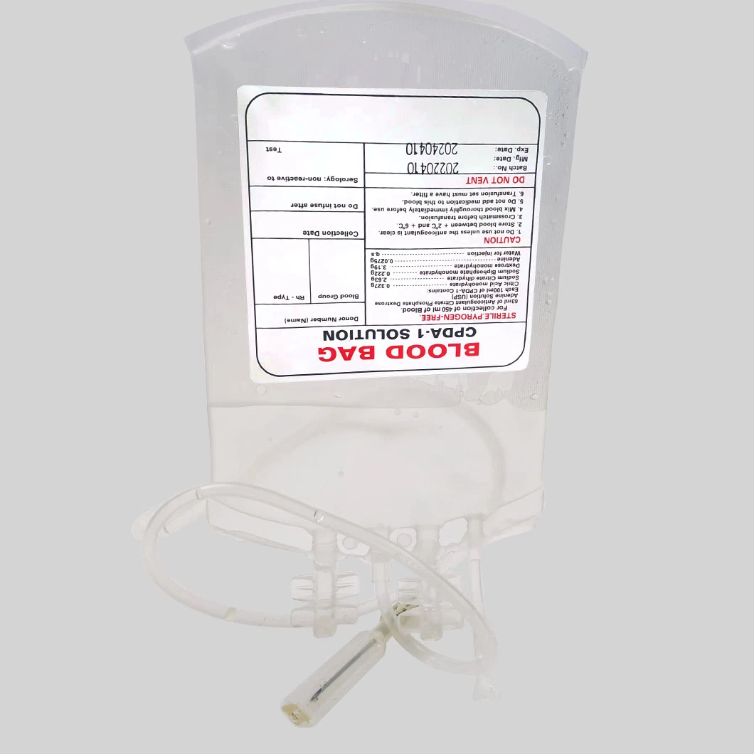 Disposable Medical Single/Double/Triple/Quadruple Blood Bag with Needle Protector