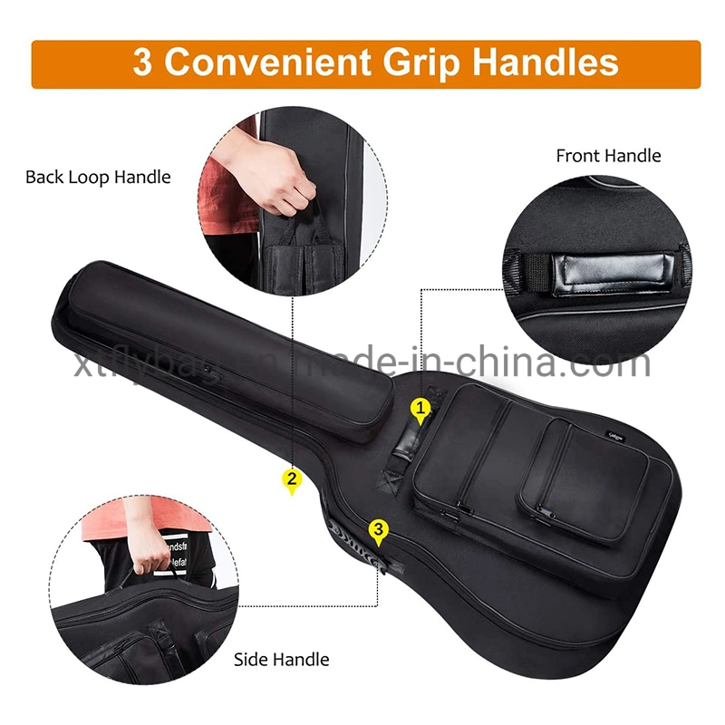 40 41 42 pulgadas Acoustic Guitar Bag relleno grueso impermeable Funda de guitarra Bolsa de poliéster con gancho trasero