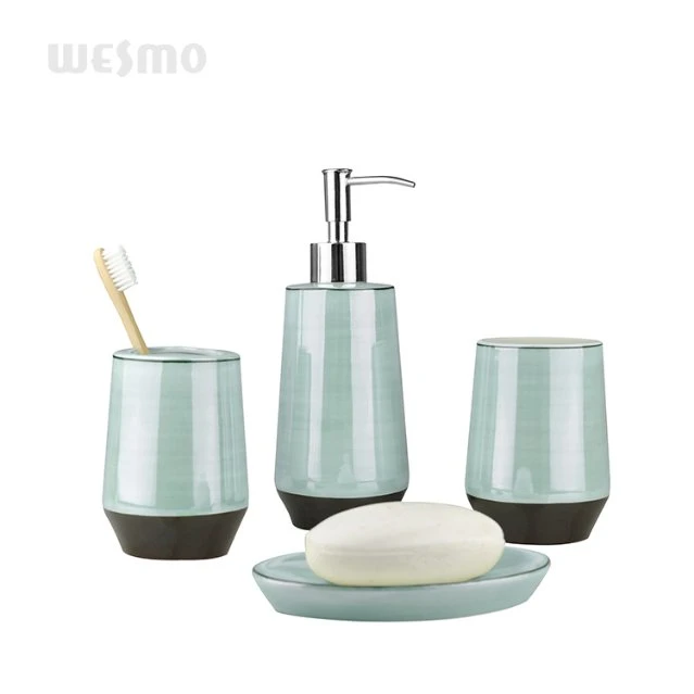 Trendy Glazed Stoneware Household Decoration Porcelain Bathroom Accessories Set