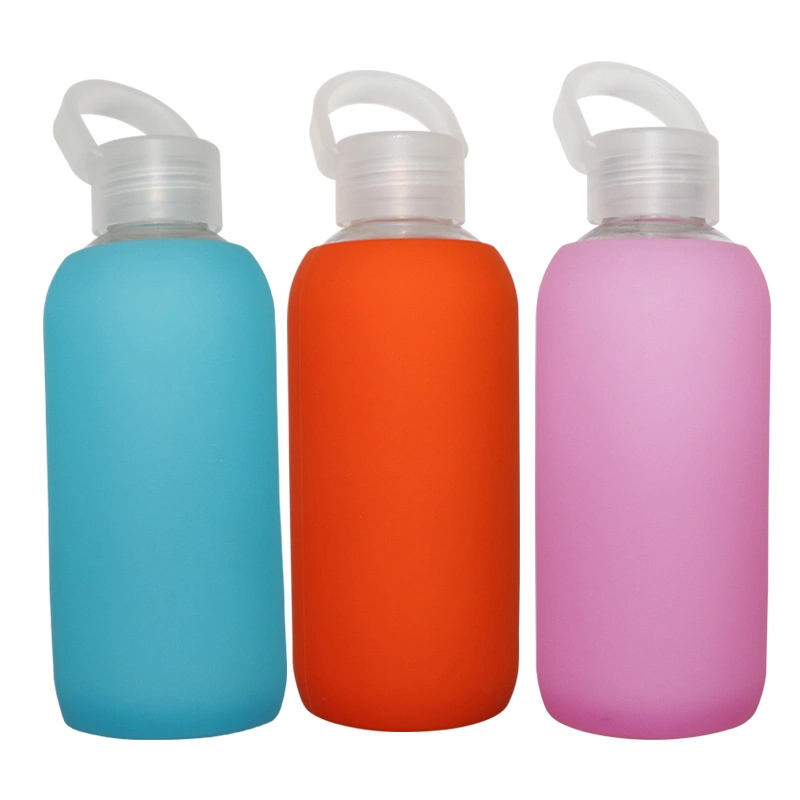 Custom Pottle Glass Jelly Cup Sports Kettle with Cover Silicone Gift Bottle