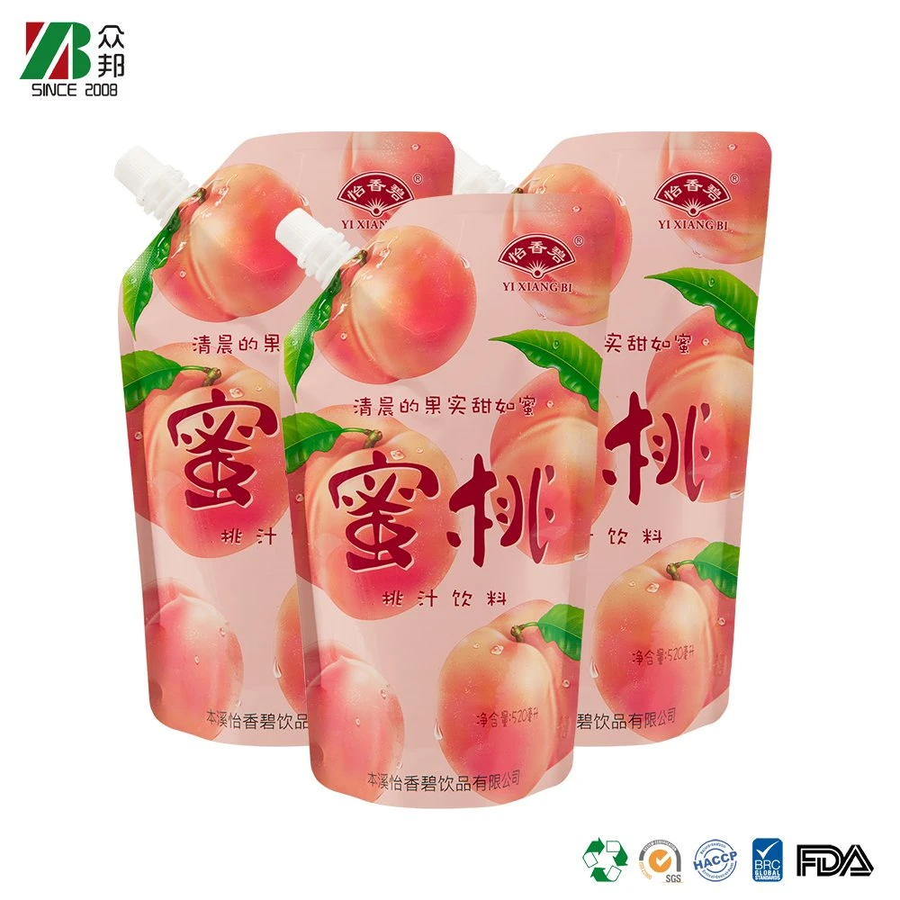 OEM Laminated Pure Raw Pressed Red Juice Hawthorn Pulp Drink Liquid Drink Packing with Spout