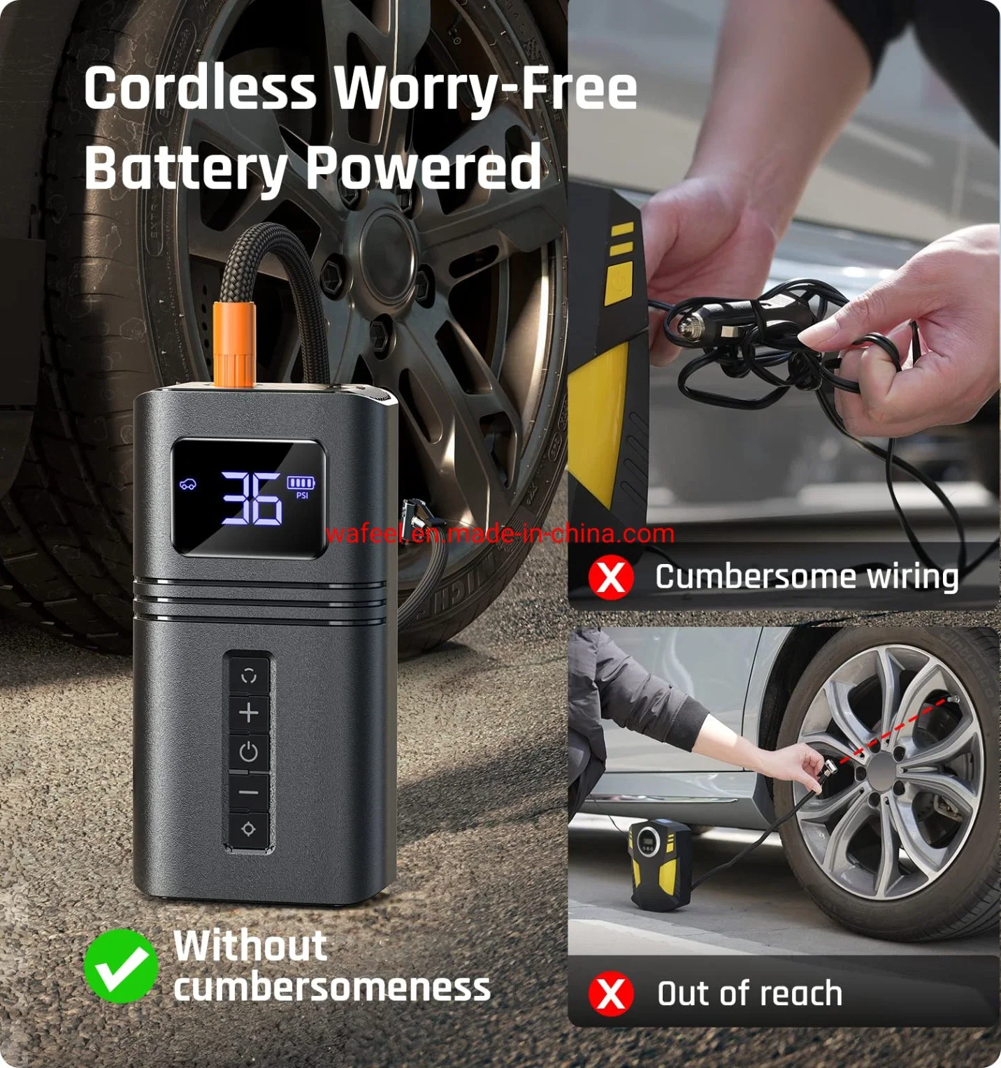 Outdoor Lighting Sos Function Portable Air Compressor for Car