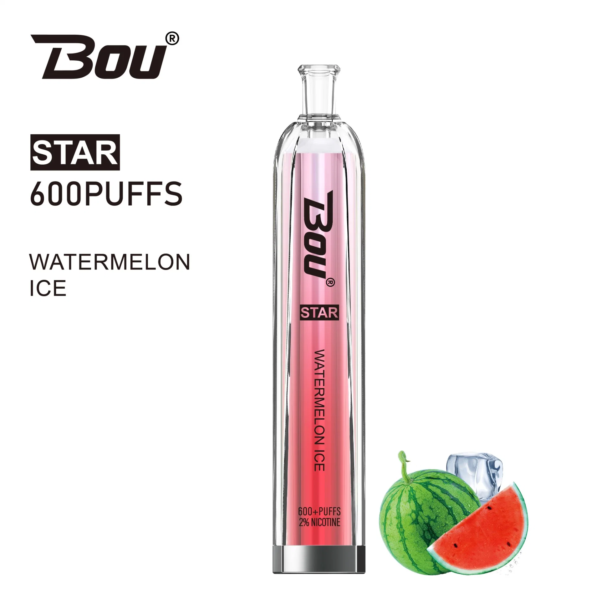 Bou Star 600 Puffs Tpd Red Bull Heisenberg Mint Flavor etc Big Cloud LED Dazzel Disposable Electronico Desechable Vape for KTV Pub Bar Young People