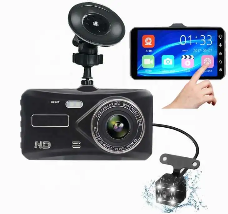 4 Inch 1080P Window Installed Dual Lens Touch Screen Dash Cam