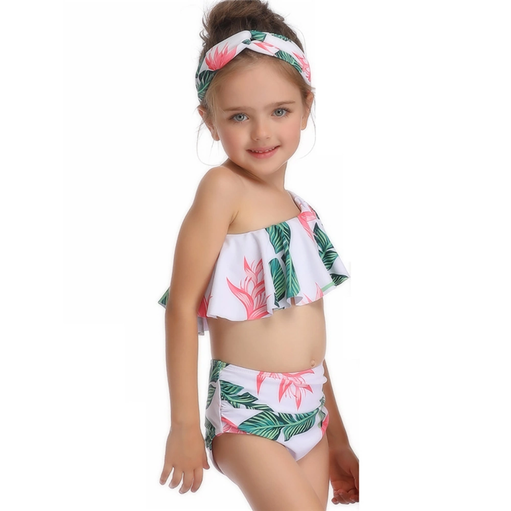 Children&prime; S New Swimsuit European and American Style Oblique Shoulder Single Lace Girls Bikini Fashion Children&prime; S Beach Sports Swimwear