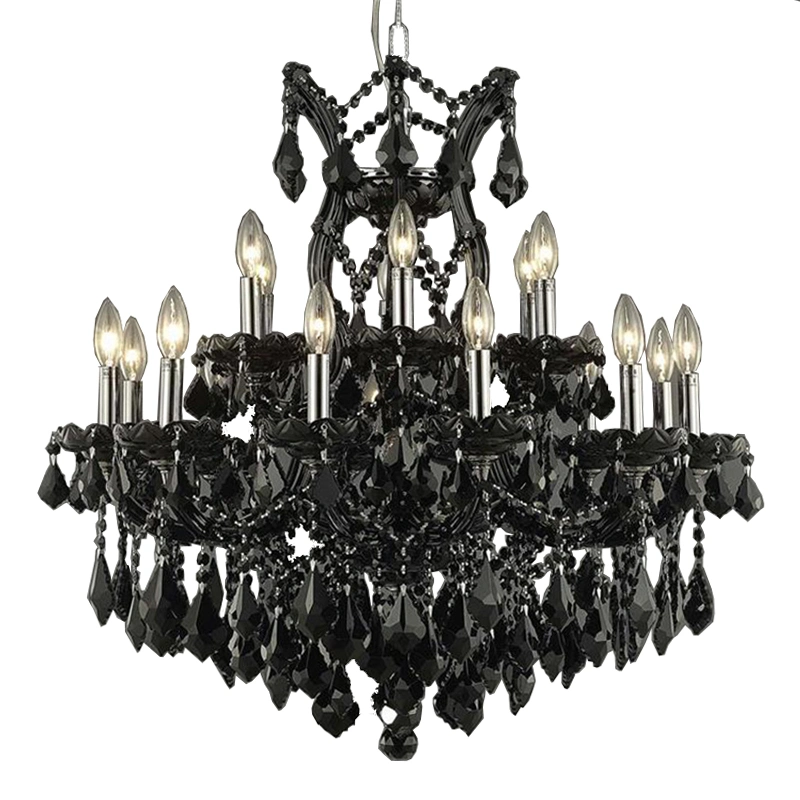 Tradictional Black Cheap 3 Layers European Decorations Crystal Chandelier Candle Wedding Event Pendant Lamp for Living Room