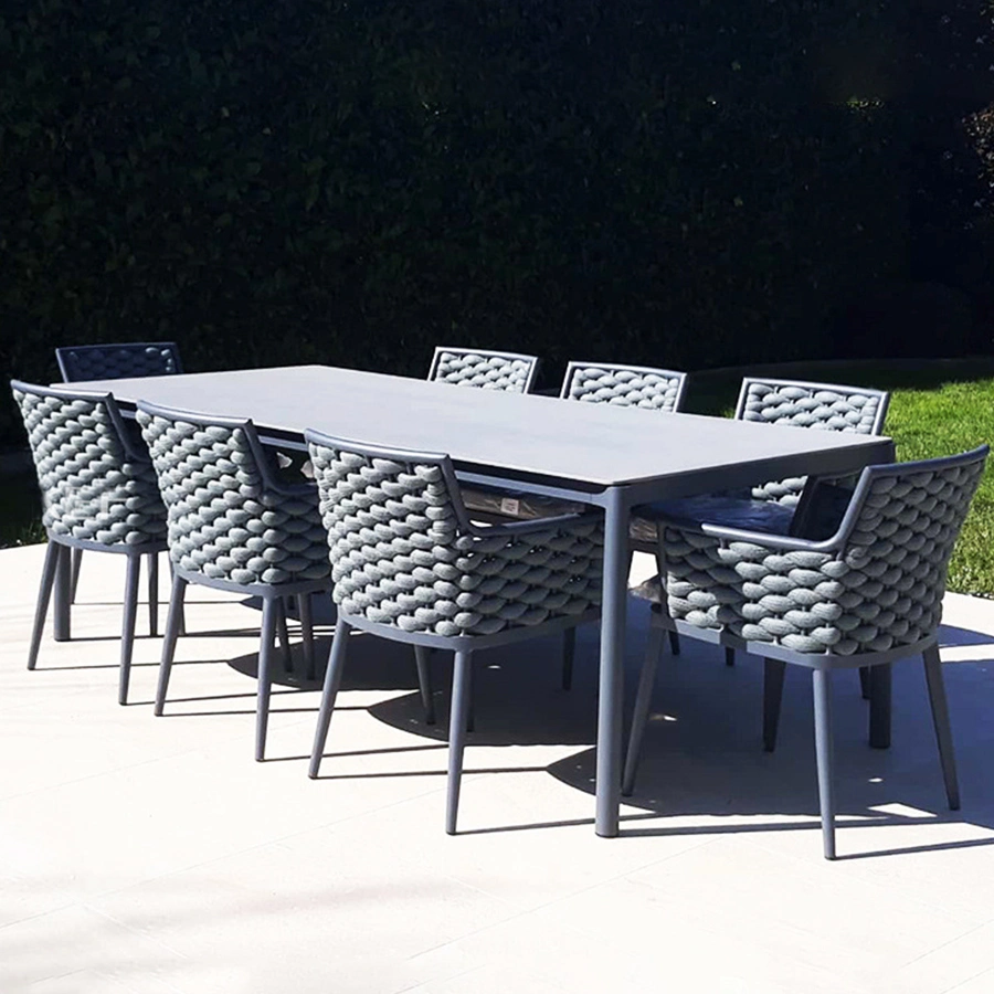 Black Color Garden Table and Chairs Plastic Wood Restaurant Outdoor Aluminum Dining Table Set