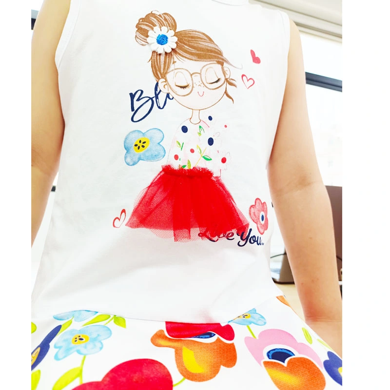 Kinder Kinder Baby Sommer 2022 Babynew Mode Casual Western Style Printing Mädchen Thin Ärmellos Kleid Schweiß Absorbierende Atmungsaktive Baumwolle Weste Kleidung