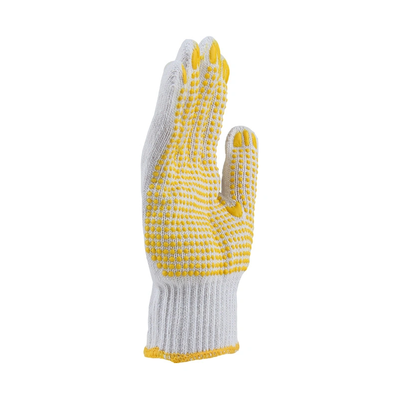 High quality/High cost performance Safety Work Labor Glove Wear-Resistant Yellow PVC Dotted Cotton Knitted Gloves