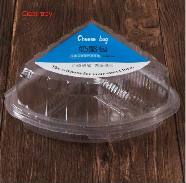 Customized Disposable Transparent Cake Slice Container Clear RPET/Pet Plastic Triangle Cheese Cake Box Packaging