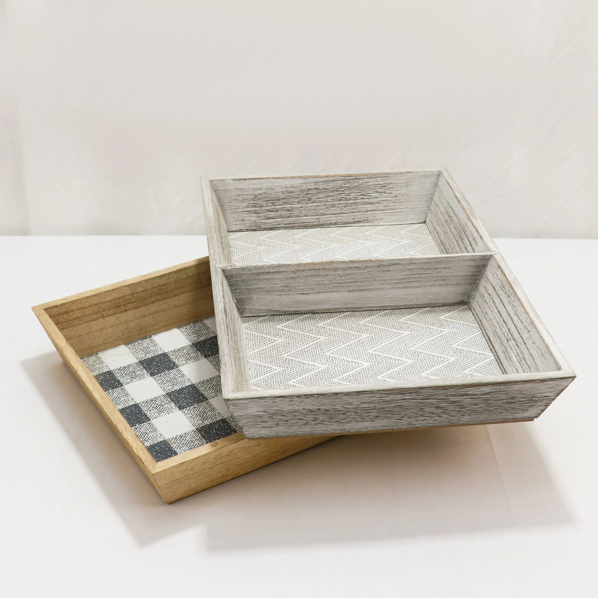 Solid Wood Pine Service Trays with Compartments