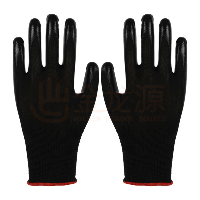 13 Gauge CE Comfortable Popular Nylon Polyester Seamless Nitrile Coated Safety Work Gloves