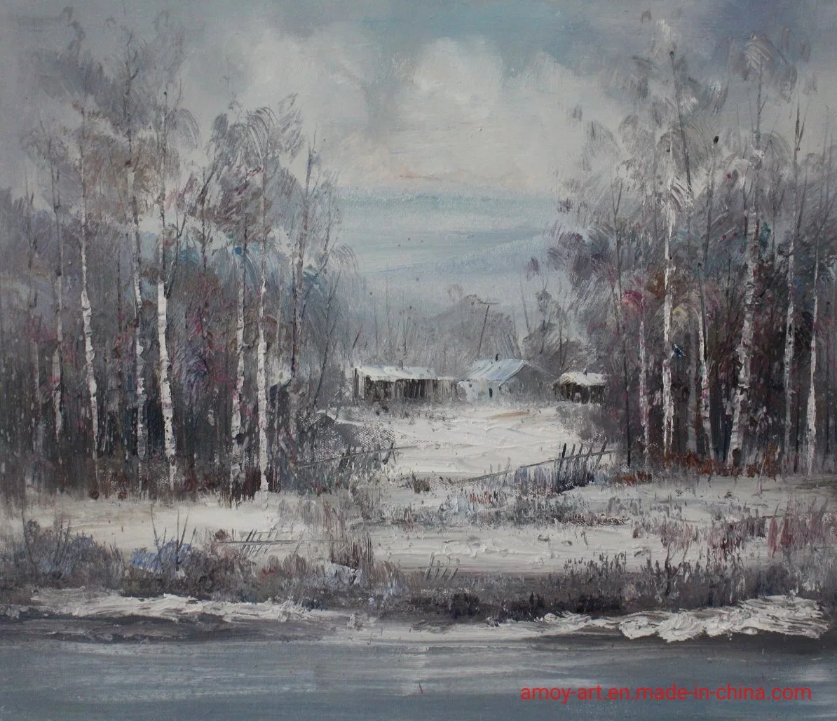 Modern Decorative Birch Landscape Oil Painting for Home Decor