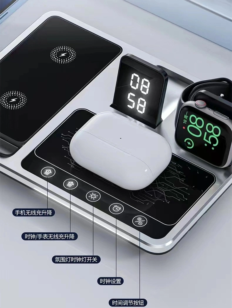 High End Hot Selling Charger R11 3-in-1 PC+ABS Intelligent Digital Display Wireless Charger