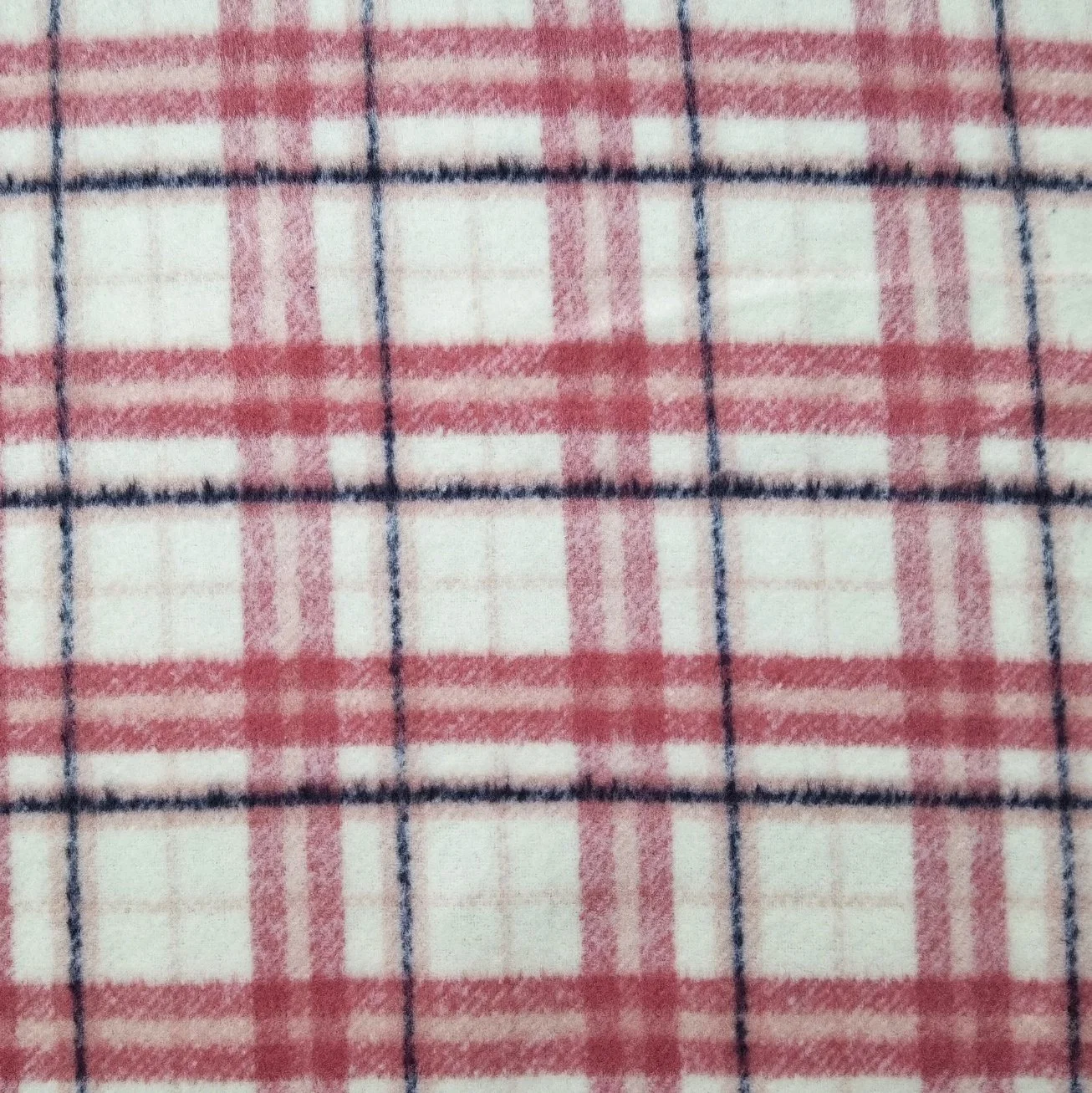 Brush 100% Polyester Anti Pill Plaid Check Fleece Wool Like Knit Fabric