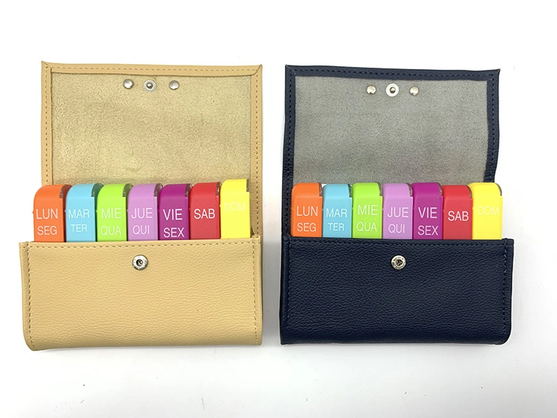 Wholesale/Supplier Premium PU Leather Pill Organizer with Weekly Printing 7-Day Pill Cases