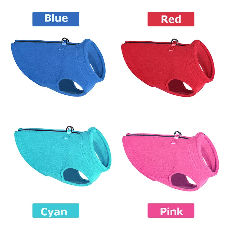 Polar Fleece Pet Dog Clothes Winter Warm Pet Vest Zipper Jacket Coat for Small Medium Dogs Cats