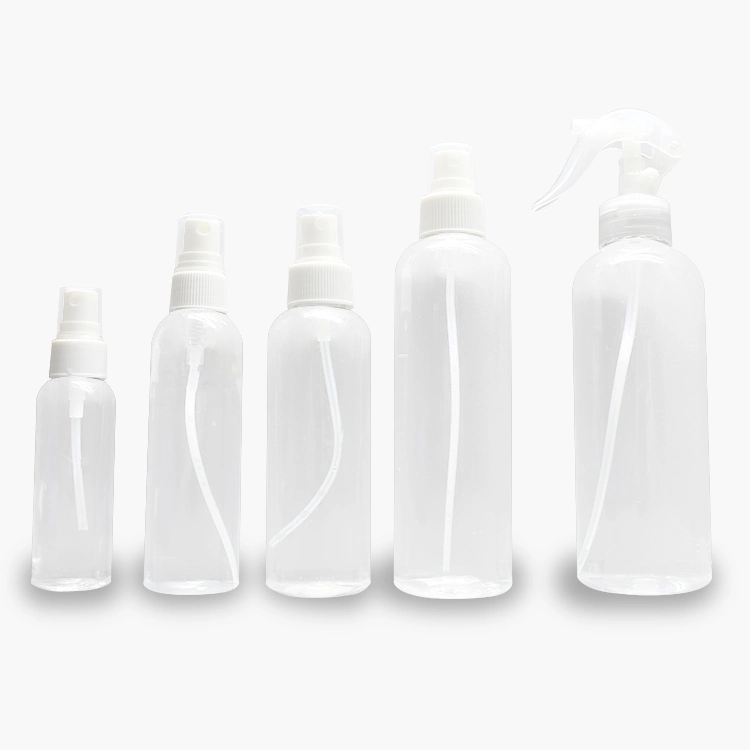 Amende vide 60ml 120ml 150ml 250ml 300ml blanc flacon pulvérisateur en plastique transparent pour les cosmétiques à l'emballage