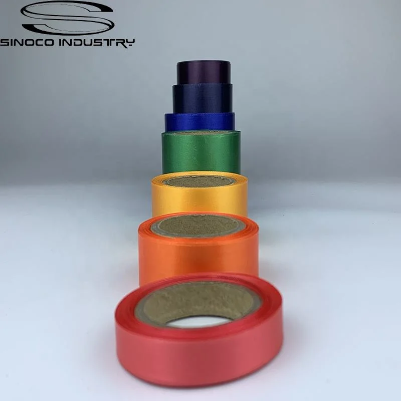 Sinoco Customized Satin Tape Pure Colors Satin Ribbon Customized Printed Logo Ribbon