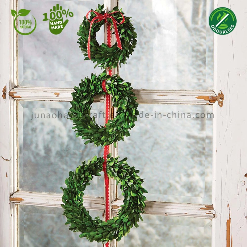 100% Real Natural Preserved Boxwood Wreath S-M-L Set of Three Door Wall Window Hanging Evergreen